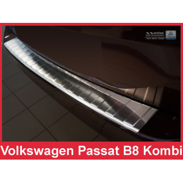 Edelstahlabdeckung – Schutz der Schwelle der hinteren Stoßstange des Volkswagen Passat B8 Kombi 2014–20