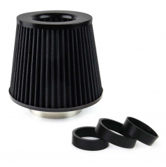 Kegelförmiger Luftfilter schwarz + 3 Adapter
