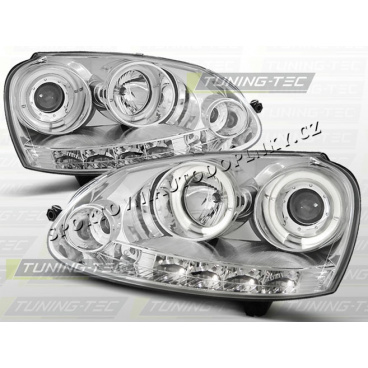 VW GOLF V 2003-09 KLARES VORDERE LICHTER ANGEL EYES CHROM