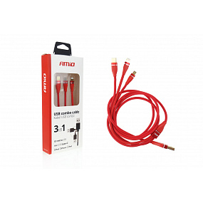 Multikabel für USB-Telefon/ 3 Anschlüsse (iPhone + iPad, USB Typ C und microUSB)