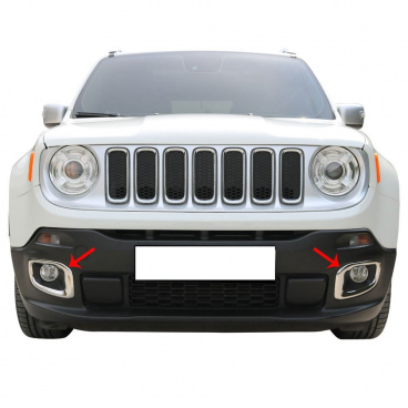Edelstahl-Nebelscheinwerferabdeckungen Omtec Jeep Renegade 2014-19 Edelstahl-Nebelscheinwerferabdeckungen Omtec Jeep Renegade 2014-19
