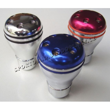 Alpena-Schaltkopf aus 100 % poliertem Aluminium – Rot, Blau, Silber