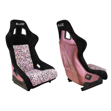 Sportstuhl SLIDE KS2 Premium Schwarz & Blumen Velur Hellrosa Glitzer Sportstuhl SLIDE KS2 Premium Schwarz & Blumen Velur Hellrosa Glitzer