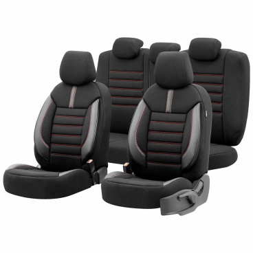OTOM LIMITED 101 BLACK/RED 3-ZIP Autositzbezug-Set