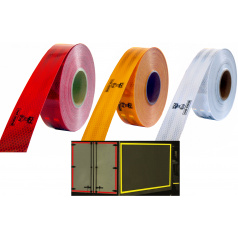 Selbstklebendes Reflexband 1m x 5cm gelb, weiß, rot