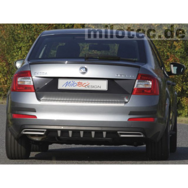 Heckstoßstangendiffusor mit Abdeckungen – ABS schwarz metallic – Škoda Octavia III Limousine / Combi Heckstoßstangendiffusor mit Abdeckungen – ABS schwarz metallic – Škoda Octavia III Limousine / Combi