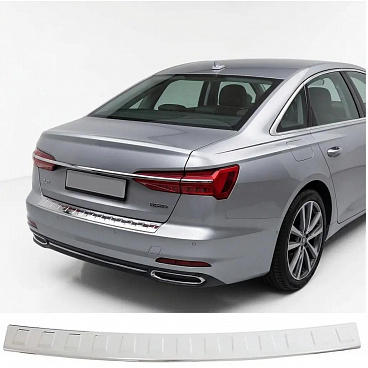Polierte Edelstahl-Abdeckung der oberen Kante des hinteren Stoßfängers Audi A6 2018-25 Limousine Polierte Edelstahl-Abdeckung der oberen Kante des hinteren Stoßfängers Audi A6 2018-25 Limousine