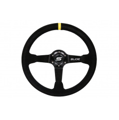 Sportlenkrad WRC, schwarzes Wildleder, GELBER STREIFEN, 350 mm