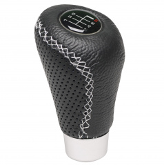 Lederschaltknauf mit schwarzen/weißen Nähten
