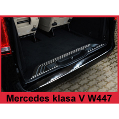 Edelstahlabdeckung - schwarzer Schwellenschutz für die hintere Stoßstange Mercedes V W447 Vito III 2014+