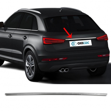 Polierter Edelstahlstreifen über dem Nummernschild Omtec Audi Q3 2011-18, Opel Astra J 2010-15 HTB Polierter Edelstahlstreifen über dem Nummernschild Omtec Audi Q3 2011-18, Opel Astra J 2010-15 HTB