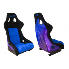 Sportstuhl SLIDE KS2 Premium Schwarz & Gestepptes Blauer Samt Violett-Blauer Glanz