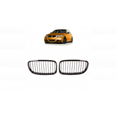 BMW 3er E90 E91 Facelift Gitter einzelne Lamellen Glänzend Schwarz