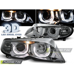 BMW E46 09.2001-03.2005 S/T KLARE FRONTLEUCHTEN 3D ANGEL EYES CHROM