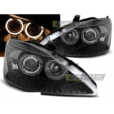FORD FOCUS 10.1998-10.2001 Angel Eyes Schwarze klare Frontscheinwerfer