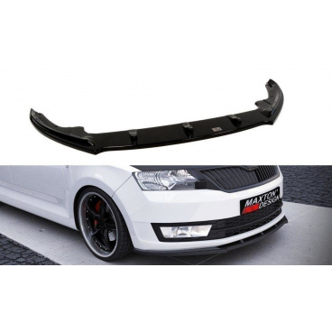 Spoiler unter der vorderen Stoßstange ver.1 für Škoda Rapid, Maxton Design (glänzend schwarzer ABS-Kunststoff)
