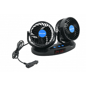 MITCHELL DUO 2x130mm 12V Armaturenbrettlüfter mit Thermometer