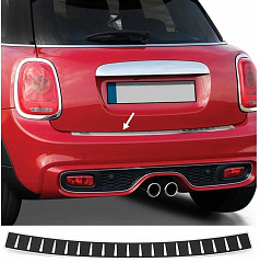 Edelstahl-Carbon-Abdeckung der oberen Kante des hinteren Stoßfängers Mini Cooper F56, F60 2014-2023