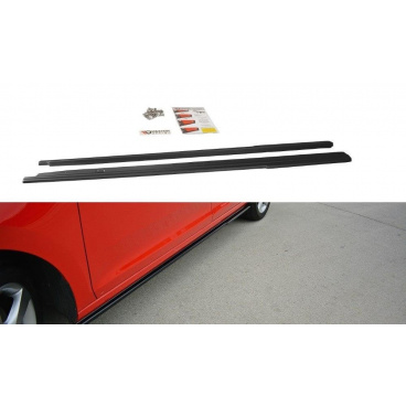 Diffusoren unter den Seitenschwellern für Škoda Rapid, Maxton Design (glänzend schwarzer ABS-Kunststoff)