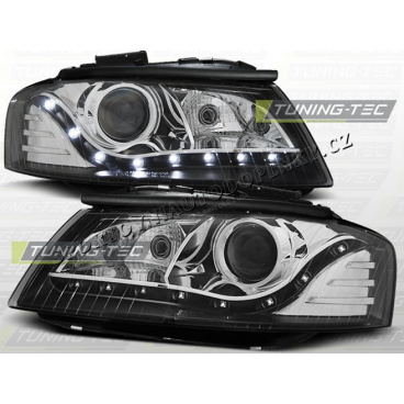 AUDI A3 (8P) 2003–08 FRONT CLEAR LIGHTS DAYLIGHT LED BLACK