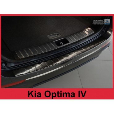 Edelstahlabdeckung – schwarzer Schwellenschutz für die hintere Stoßstange Kia Optima IV Kombi 2016+ Edelstahlabdeckung – schwarzer Schwellenschutz für die hintere Stoßstange Kia Optima IV Kombi 2016+