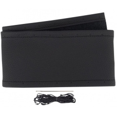 Lenkradbezug Leder schwarz/schwarze Naht für Durchmesser 39-41 cm