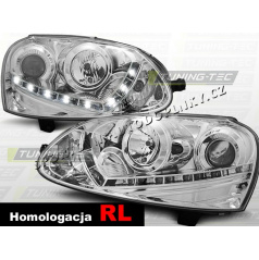 VW GOLF V 2003-09 FRONT CLEAR LIGHTS DAYLIGHT LED CHROME