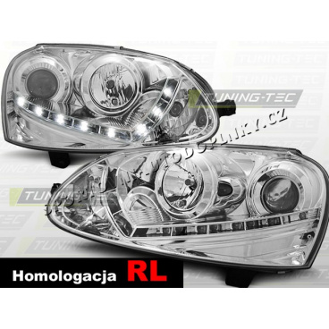 VW GOLF V 2003-09 FRONT CLEAR LIGHTS DAYLIGHT LED CHROME