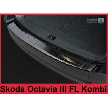 Edelstahlabdeckung – schwarzer Schutz der Schwelle der hinteren Stoßstange Škoda Octavia III FL Kombi 2016+
