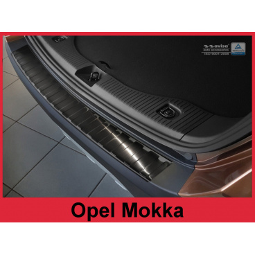 Edelstahlabdeckung - schwarzer Schwellenschutz für die hintere Stoßstange Opel Mokka 2012-16 Edelstahlabdeckung - schwarzer Schwellenschutz für die hintere Stoßstange Opel Mokka 2012-16