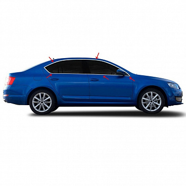 Seitenfensterleisten aus Edelstahl Omtec Škoda Octavia III 10 Stück (nicht für Kombi) Seitenfensterleisten aus Edelstahl Omtec Škoda Octavia III 10 Stück (nicht für Kombi)