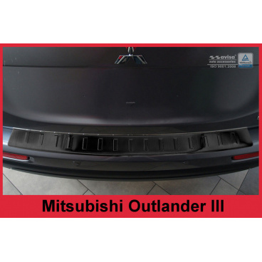 Edelstahlabdeckung – schwarzer Schwellenschutz für die hintere Stoßstange Mitsubishi Outlander III 2012–15