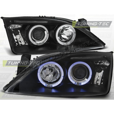 FORD MONDEO MK3 2000–07 ANGEL EYES BLACK FRONT CLEAR LIGHTS