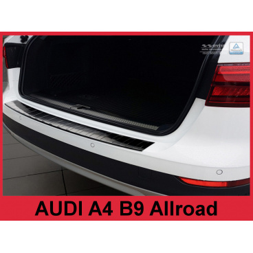Edelstahlabdeckung - schwarzer Schwellenschutz der Heckstoßstange Audi A4 B9 Allr. 2016+
