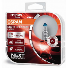 Glühbirne Osram Night Breaker Laser H1 +150% 12V/55W P14.5s (2er-Set)
