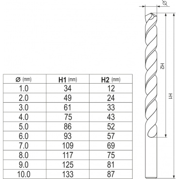 Metallbohrer-Set 10-tlg. HSS-COBALT 1-10mm