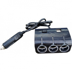 Dreifach-Feuerzeugsteckdose mit Beleuchtung +2 USB-12V und 24V