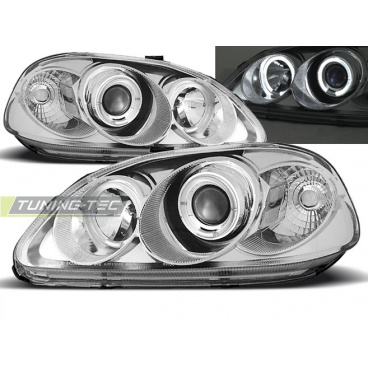 Honda Civic 03.99-02.01 Klare Frontleuchten Angel Eyes Chrom Honda Civic 03.99-02.01 Klare Frontleuchten Angel Eyes Chrom