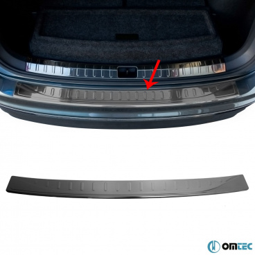 Edelstahl-Heckstoßstangenabdeckung Omtec VW Tiguan II 2016+ dunkles Chrom Edelstahl-Heckstoßstangenabdeckung Omtec VW Tiguan II 2016+ dunkles Chrom