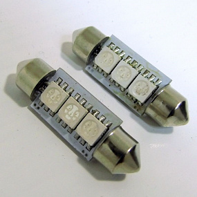 3 LED žárovky sulfit modré 36 mm s odporem (CANBUS) - 2 ks