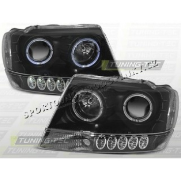 CHRYSLER JEEP GRAND CHEROKEE 1999–05 KLARES VORDERLICHT SCHWARZ CHRYSLER JEEP GRAND CHEROKEE 1999–05 KLARES VORDERLICHT SCHWARZ