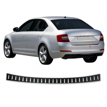 Heckstoßstangenabdeckung aus Edelstahl in Carbonimitat Omtec Škoda Octavia III 2013-19 Limousine Heckstoßstangenabdeckung aus Edelstahl in Carbonimitat Omtec Škoda Octavia III 2013-19 Limousine