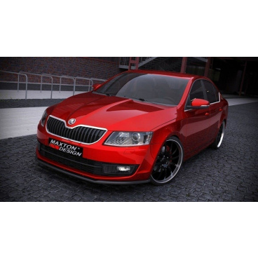 Spoiler unter der vorderen Stoßstange ver.1 für Skoda Octavia Mk3, Maxton Design (glänzend schwarzer ABS-Kunststoff)