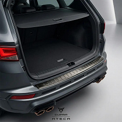 Schwarze Edelstahl-Abdeckung der oberen Kante des hinteren Stoßfängers Seat, Cupra Ateca 2016+