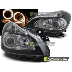 Klare Frontleuchten für Renault Clio 3 2005–2009, Angel Eyes, Schwarz