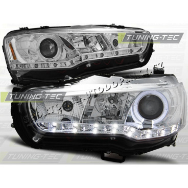 MITSUBISHI LANCER 2008-11 FRONT CLEAR LIGHTS DAYLIGHT LED CHROME