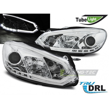 VW Golf 6 10.08-12 vordere klare Lichter Tube Lights TRU DRL Chrom