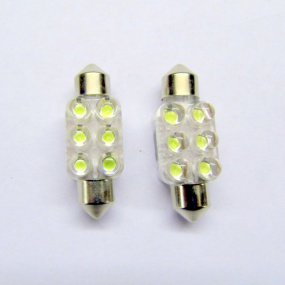6 LED žárovky sulfit bílé 36 mm 2 ks