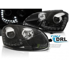 VW GOLF 5 10.2003–09 klare Vorderlichter, LED-Tagfahrlicht, schwarz