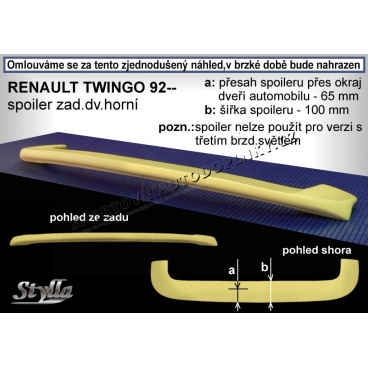RENAULT TWINGO (92+) Heckspoiler. Tür oben RT3L RENAULT TWINGO (92+) Heckspoiler. Tür oben RT3L